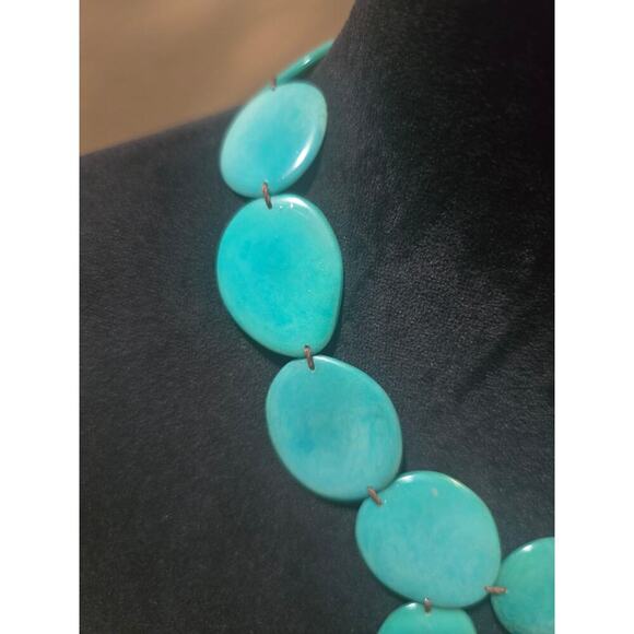 Women's Turquoise Statement Necklace With Lobster Clasp Handmade Jewelry Gift - Picture 5 of 6